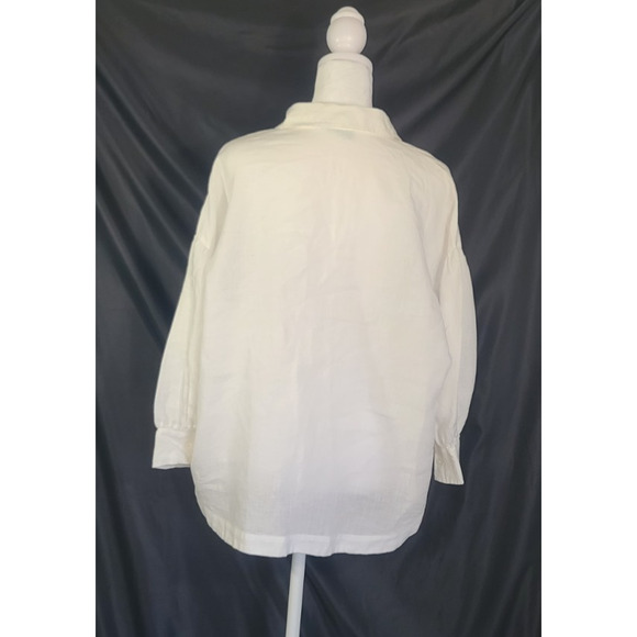 Voyageur by Mersea Womens White Linen Button Up Blouse Top Small - Picture 3 of 4